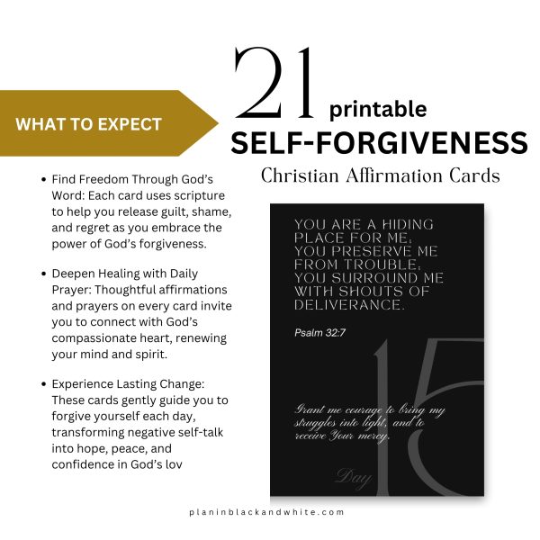 21 Self-Forgiveness Affirmation Scripture Cards--Printable - Image 3